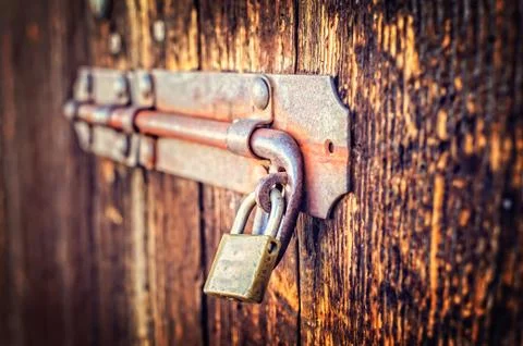 Old latch of a main door Stock Photos