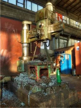 Old lathe machine Stock Photos