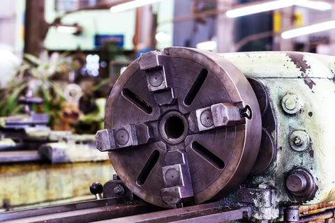 Old lathe machine Stock Photos