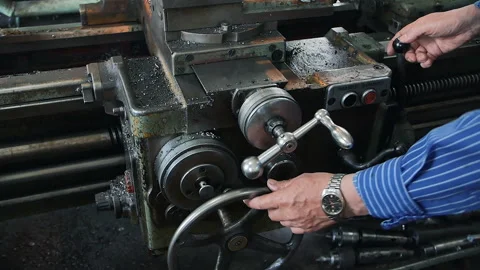 Old lathe in operation Stock Footage 90893826