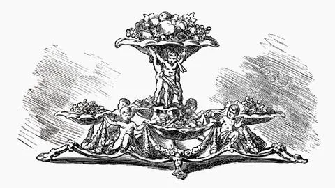 Old layered fruit stand for special occasions (illustration) Stock Illustration