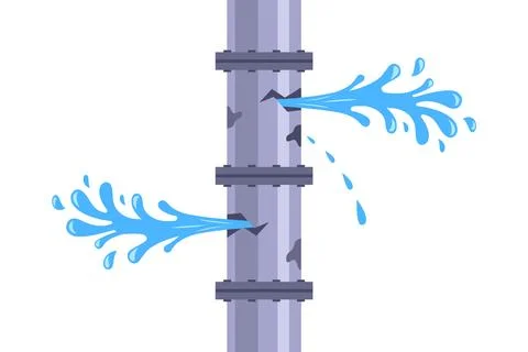 Old leaking pipe. flooding in the apartment. Stock Illustration
