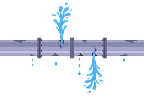 Old leaking pipe. flooding in the apartment. Stock Illustration