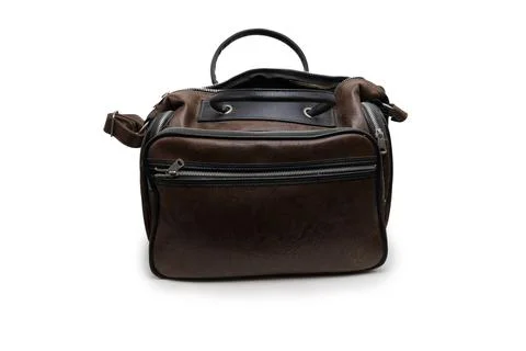 Old Leather Bag on White background Stock Photos