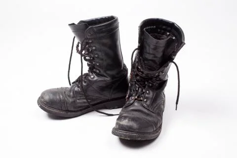 Old leather boots Stock Photos