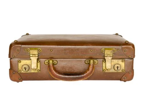 Old leather suitcase isolated Stock Photos