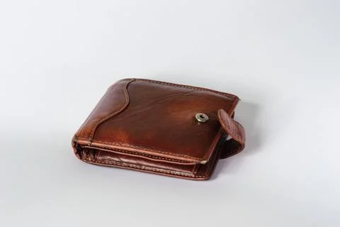 Old leather wallet isolate on white Stock Photos