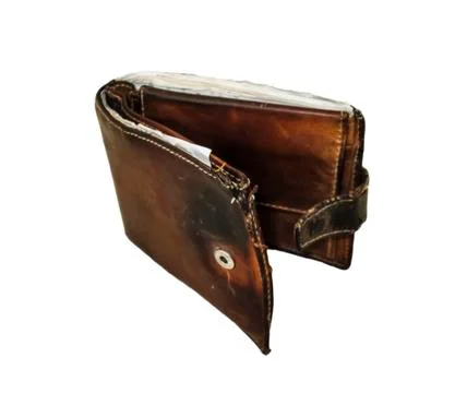 Old leather wallet Foto stock