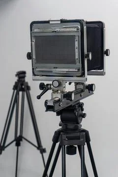 The old lens. Format camera. Cardan camera. Analog camera. Shooting on film Stock Photos