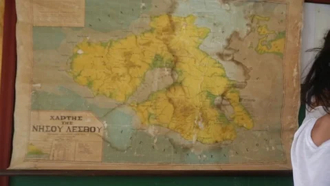 Old Lesbos island map Video stock 86997325