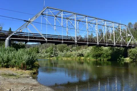 Old Lewiston Bridge, Trinity River, California Stock Photos