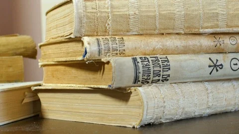 Old Library Books Closeup Stock Footage 88988918