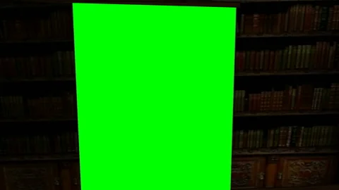 Old Library Bookshelf Transition:  Green Screen + Matte Video stock 148357868