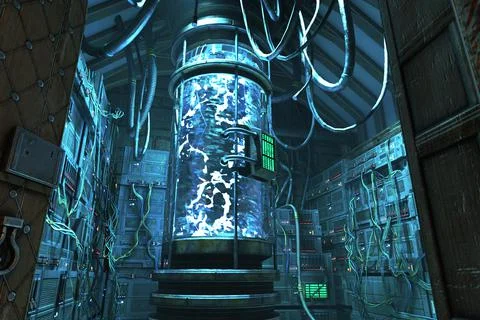 Old library energy preload, complete scene for background. 3D rendering illus Stock Illustration