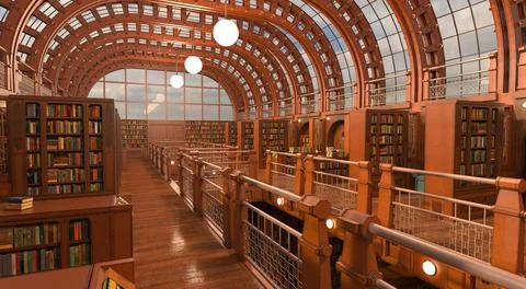 Old library room interior 3d illustration Stock Illustration