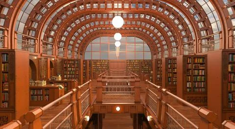 Old library room interior 3d illustration Stock Illustration