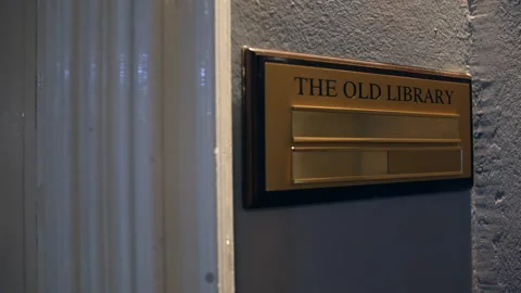 The Old Library sign in a manor house ho... | Stock Video | Pond5
