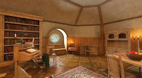 Old library vintage interior 3d illustration Stock Illustration