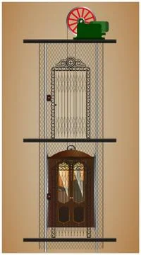 Old lift in the context of Stock Illustration