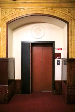 Old lift in a old build Stock Photos