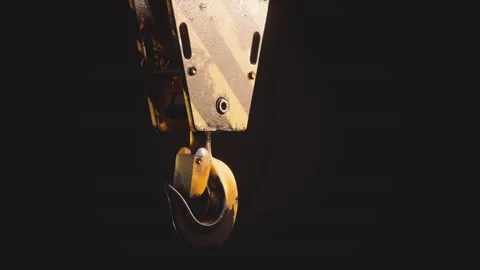 Old lifting metal crane hook Stock Footage 129427114