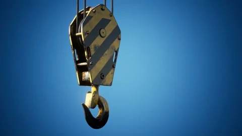 Old lifting metal crane hook Stock Footage 135955589
