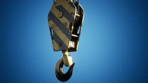 Old lifting metal crane hook Stock Footage 142718382