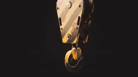 Old lifting metal crane hook Stockbeeldmateriaal 143891391