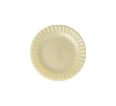 Old light brown decorated ceramic plate isolated over white background Stock Photos