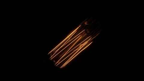 Old Light Bulb Filament Close Up Turn Off and On Video stock 96847790