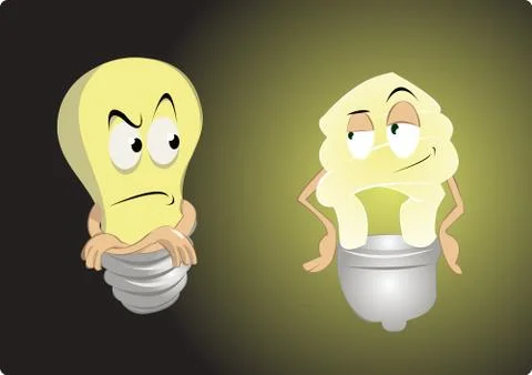 Old light bulb vs energy saving Stock Illustration