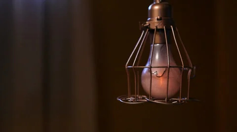 Old light fixture bare bulb filthy horror Stock Footage 34048360