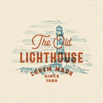 Old Lighthouse Abstract Vector Sign, Symbol or Logo Template. Searchlight Tower Stock Illustration