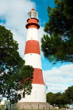 Old lighthouse on the Atlantic Ocean Stock Photos
