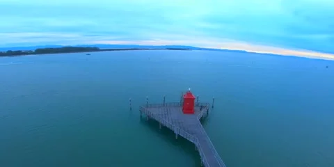 Old lighthouse on the beach Video stock 221427469