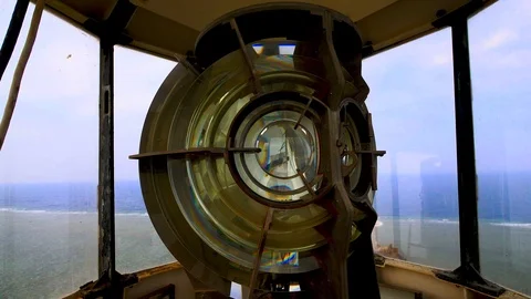 Old Lighthouse glass prisms in Daedalus island Stock-Footage 126644099