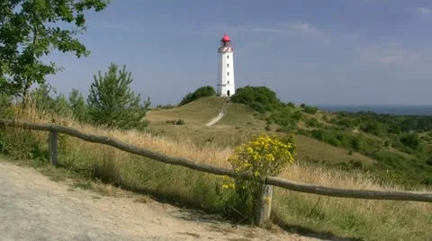 Old Lighthouse on Hiddensee Island - Baltic Sea, Germany 스톡 동영상 12382661
