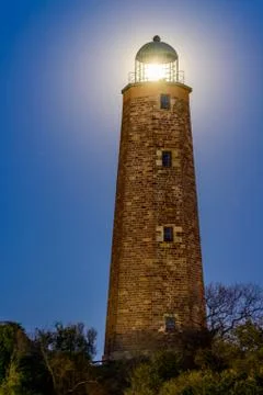 Old Lighthouse with moon Foto stock