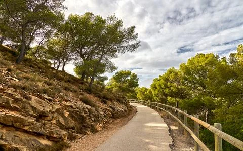 Old Lighthouse Path hiking trail in Albir, Alicante, Spain Stock Photos