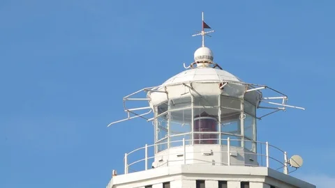 Old lighthouse on station. Sea tower and Watchtower. Stock Footage 99698150