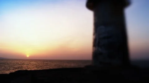 Old lighthouse towards sunset. Stock Footage 3150324