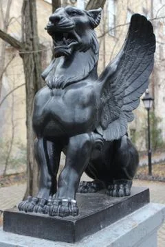 Old lion with wings Foto stock