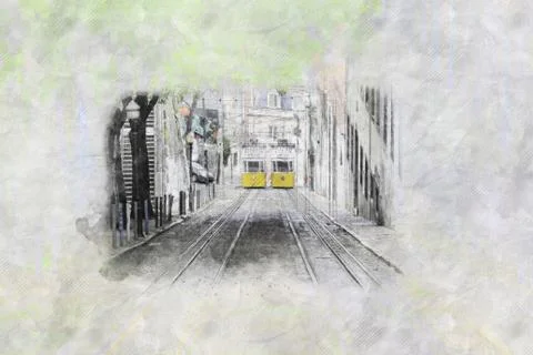 Old Lisbon tram Ilustração Stock