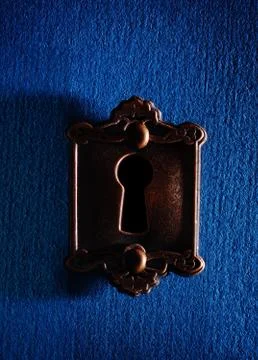 Old lock on blue Stock Photos