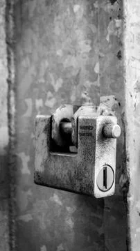Old lock on the door, bw Stock Photos