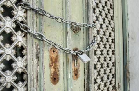 Old lock on the door. lock on the door of an old house . Stock Photos