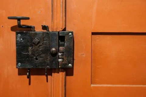 Old lock on the door Stock Photos