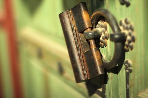 An old lock on gate Stock Photos