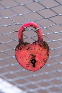 Old lock in a heart shape Stock Photos