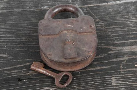 Old lock with a key Foto stock